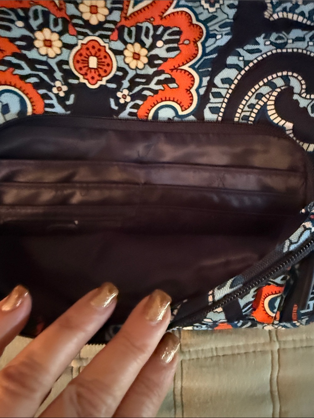 Vera Bradley Navy, Orange & Light Blue Patterned Crossbody - Picture 3 of 8